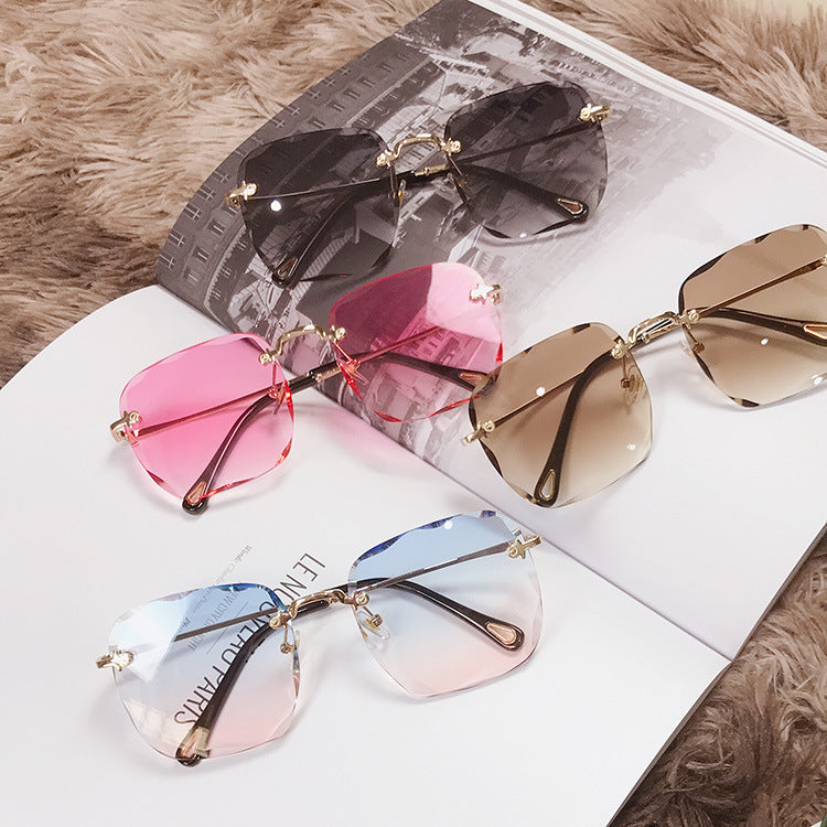 Women's Polygonal Frameless Sunglasses — Metal Frame, Polarized, UV Protection