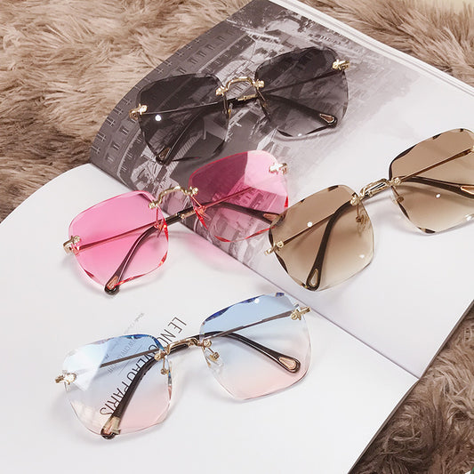 Women's Polygonal Frameless Sunglasses — Metal Frame, Polarized, UV Protection