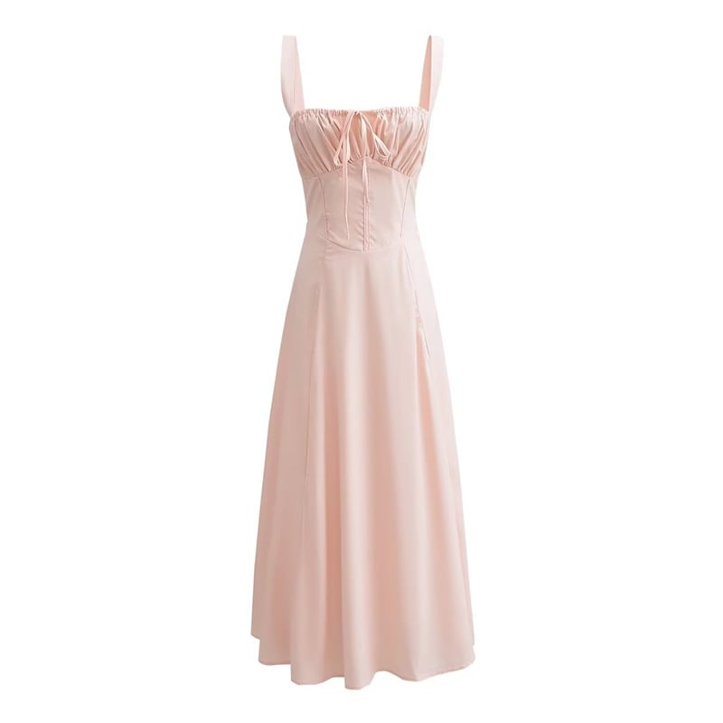 Women's Corset Lace-Up Dress — Slim Fit, High Waist, Pink