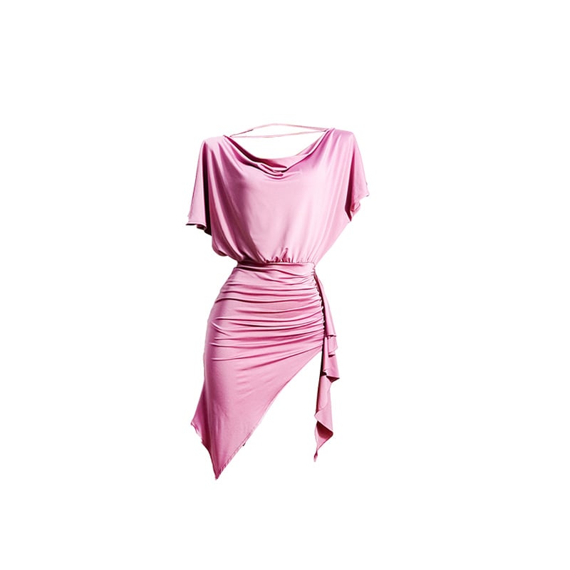 Women's Dance Practice Dress — Irregular Split Skirt, Short Sleeve