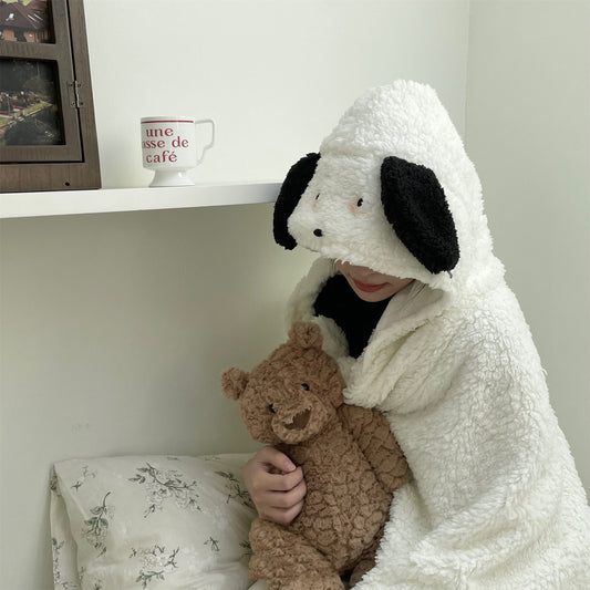 Women's Plush Shawl — Cartoon Bear Design, Cotton Wool, Warm