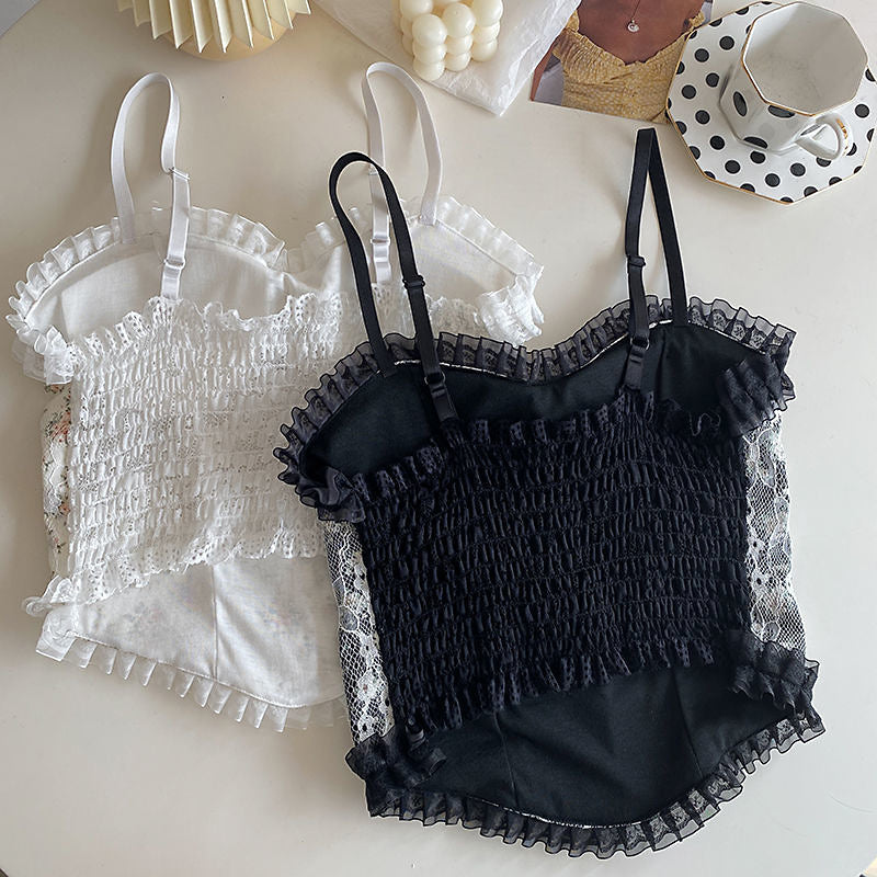 Women's French Lace Halter Top — Vintage Elegant Sling Design